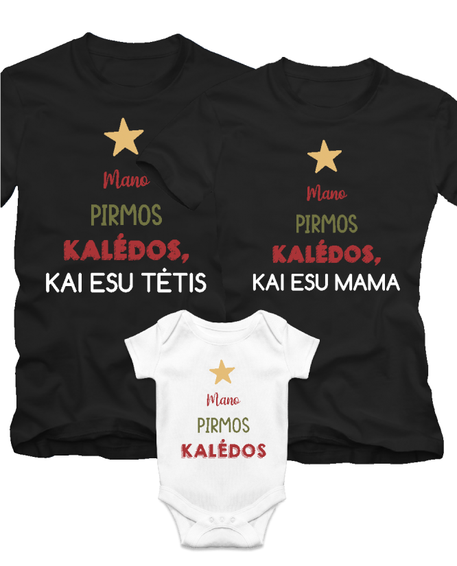 Marškinėliai ir bodžiukas šeimai pirmos kalėdos